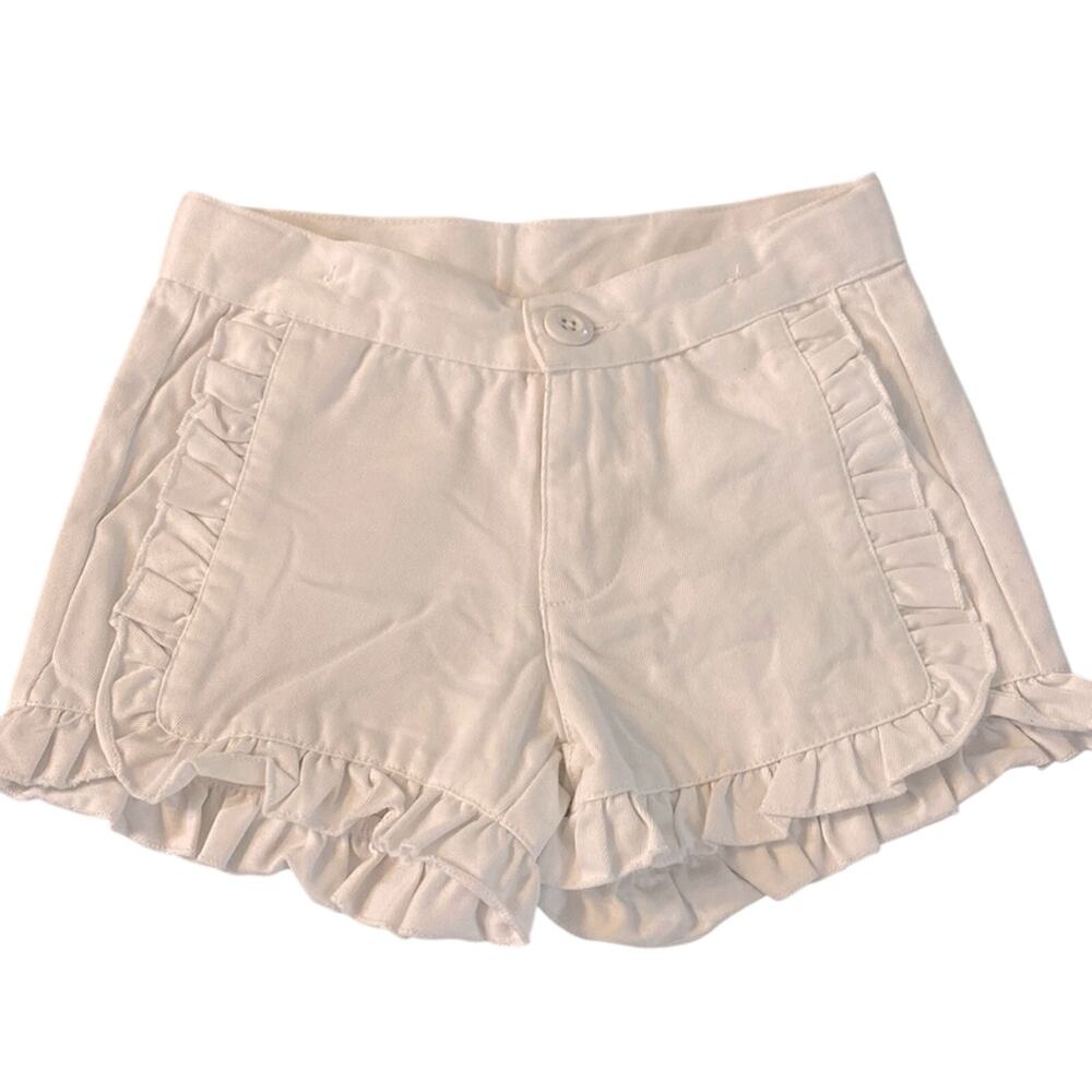 Ruffle Butts White Cotton Ruffle Shorts 4T